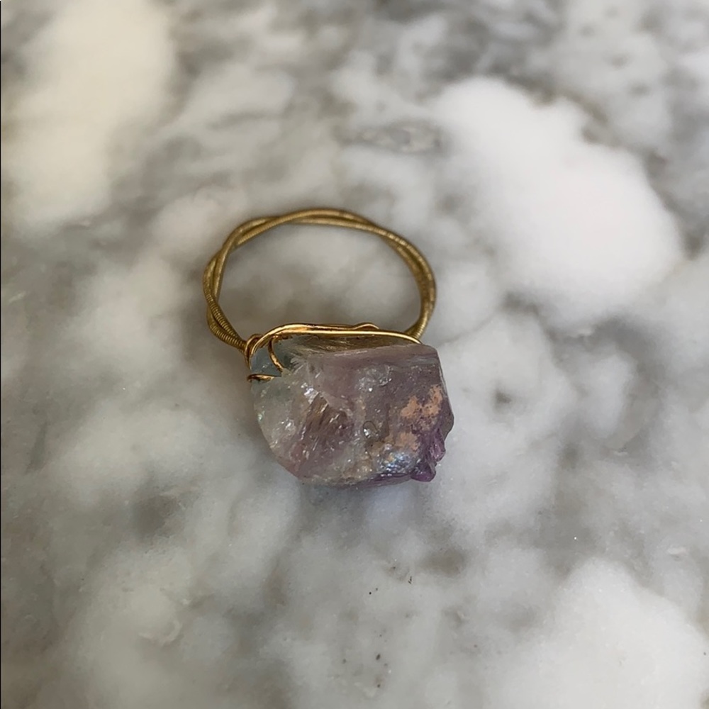 Amethyst Stone ring with gold band